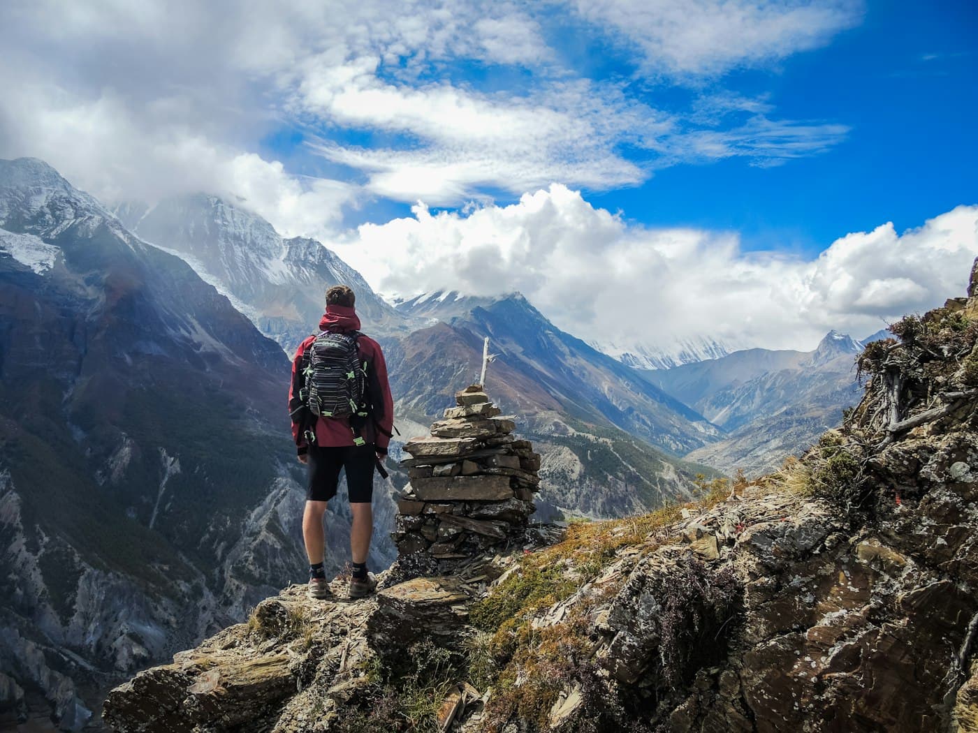 A walker on a hill-station promenade